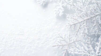 Obraz premium A serene winter landscape featuring a flat white snowy texture with delicate snowflakes enhancing the minimalistic winter theme