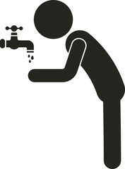 Isolated pictogram sign man wudhu, wash claning before salah, icon for mosque, muslim, islam 