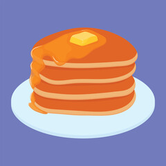 Pancakes vector icon. stack of Pancakes with butter and syrup vector icon 