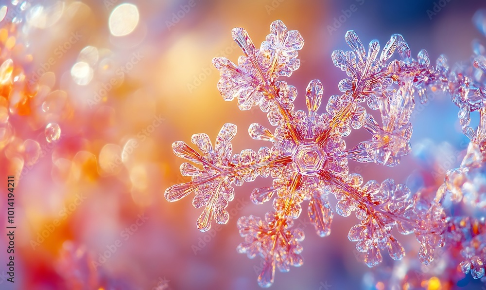 Aufkleber a close-up of a delicate snowflake, showcasing intricate patterns and sparkling details against a co