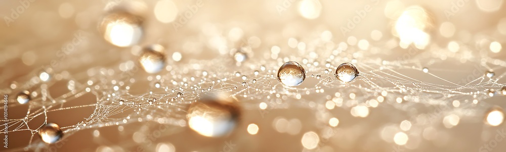 Aufkleber a close-up view of delicate droplets on a web, glistening in soft light, creating an ethereal, dream