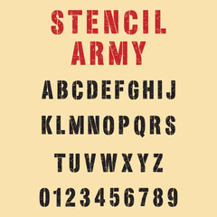 Stencil Army bold font design with military-style
