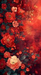 Fototapeta premium Retro style floral texture art background