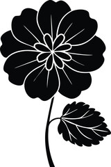 Geranium Silhouette Vector Black And White Floral Drawing Icon