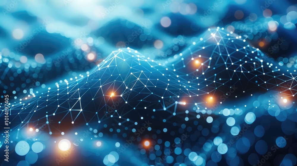 Aufkleber Science and technology background with geometric patterns and connected nodes.
