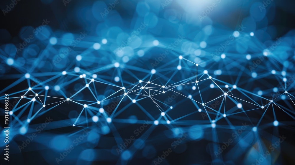 Leinwandbilder abstract connected dots and lines on blue background. communication and technology network concept w