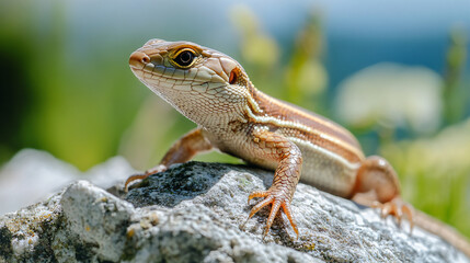 A skink basking in the afternoon sun