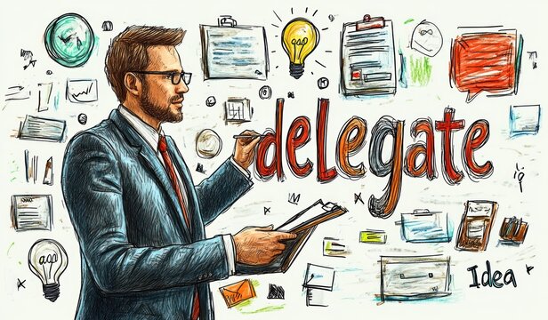 Businessman  Delegating Tasks