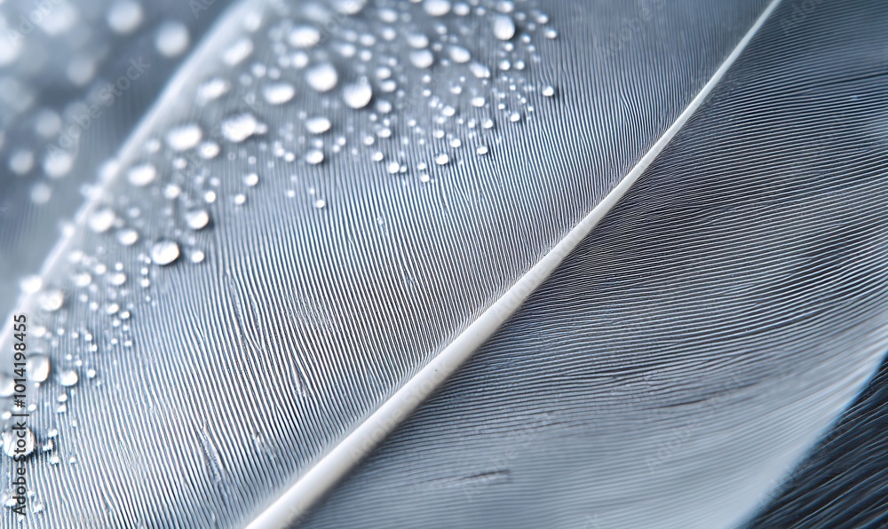 Aufkleber a close-up of a feather with droplets of water, showcasing intricate details and textures in a seren