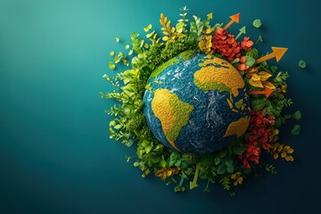 Naklejka premium Eco-friendly globe surrounded by vibrant foliage