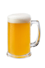 Glass of craft beer isolated on white background.