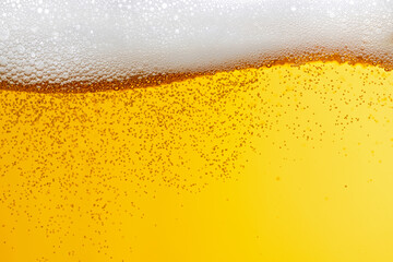 Macro photography of beer and beer bubbles. 