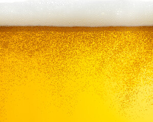 Macro photography of beer and beer bubbles. 