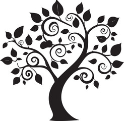 black and white tree