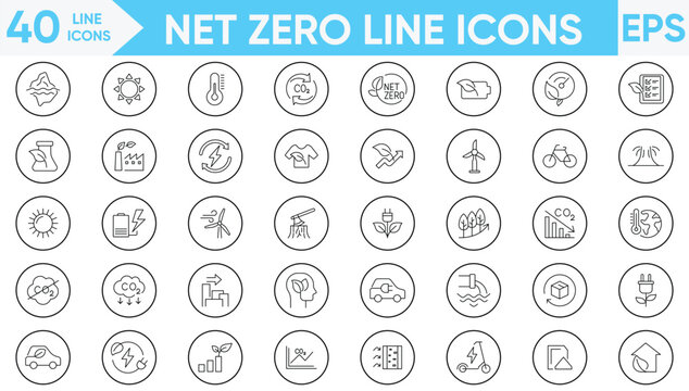 Net Zero Line Icons Vector And Illustrator