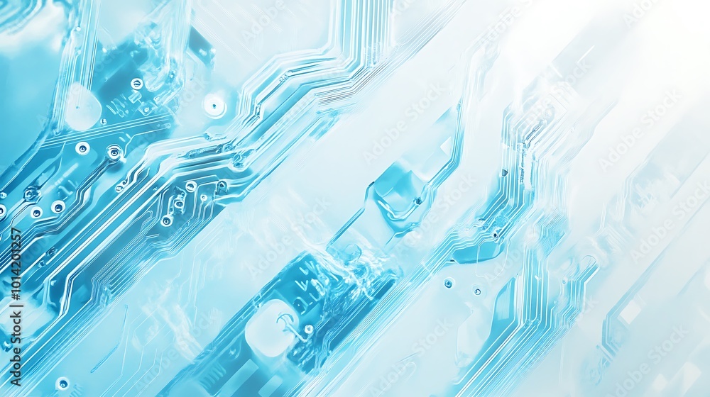 Poster Abstract blue background with circuit board pattern.