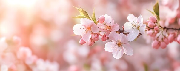 Obraz premium A beautiful pink and white cherry blossom tree in spring