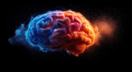Abstract Brain Exploding with Color