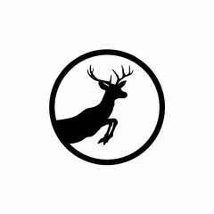 Deer silhouette and circle logo design vector 