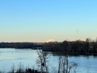 My. Saint Helens peeking into summer over the Willamette River