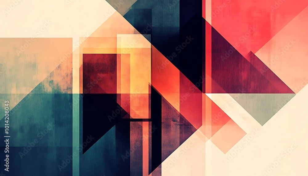 Poster abstract geometric design with overlapping shapes and textures