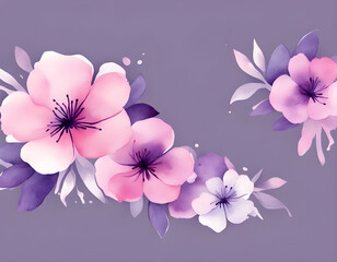 Obraz premium Purple and pink background watercolor one line flower background