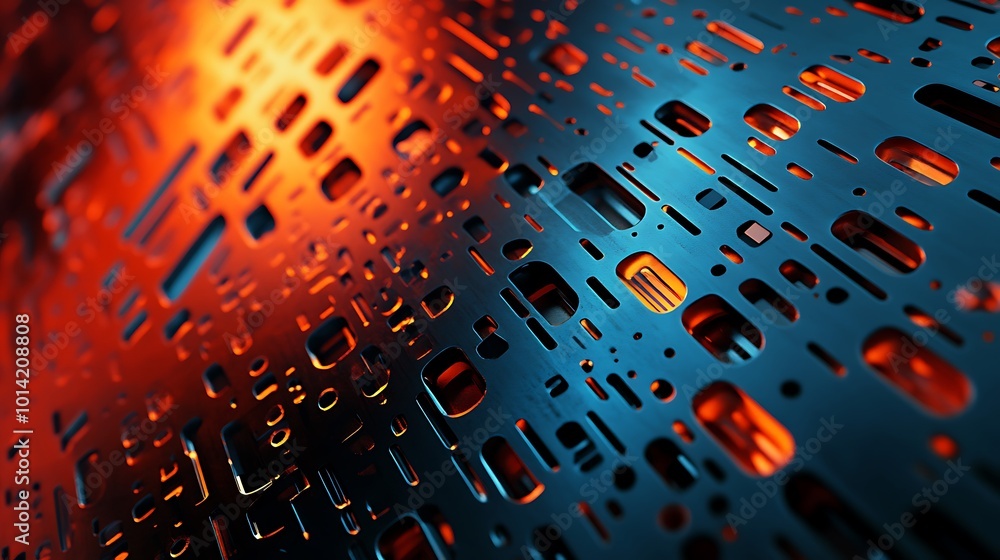 Poster abstract metallic surface with geometric patterns