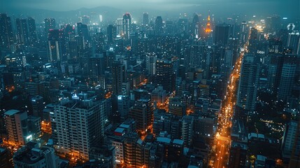 A city buildings view, there are a lot of lights.