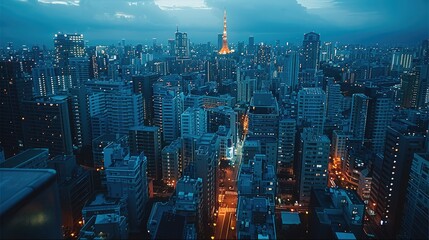 Obraz premium A city buildings view, there are a lot of lights.