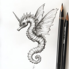 seahorse, animal, illustration, art, symbol, seahorse, golden, draw, vector, spine, tattoo, sea, design, decoration, fantasy, ornament, power