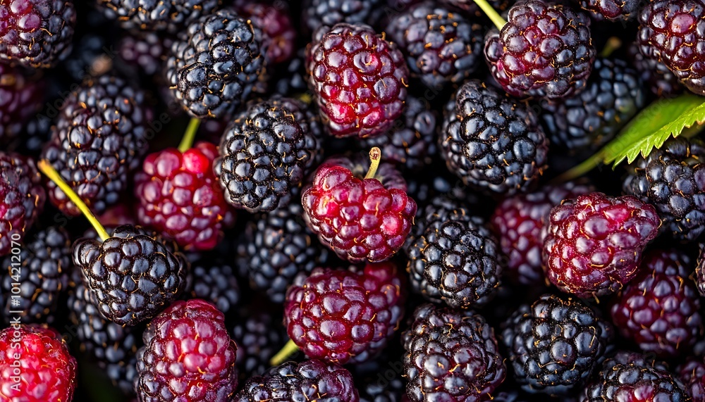 Wall mural close-up of blackberries and red raspberries