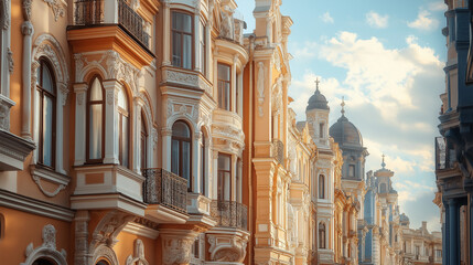 Historical Buildings, showcasing a series of beautifully preserved historical architecture from different eras, with copy space, World Architecture Day