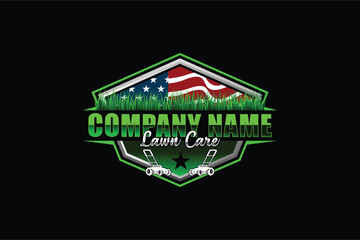 Illustration vector graphic of lawn care with Lawn mower home service black background, landscape, grass concept logo design template	