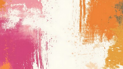 Abstract background with pink, orange, and yellow brushstrokes on white background.