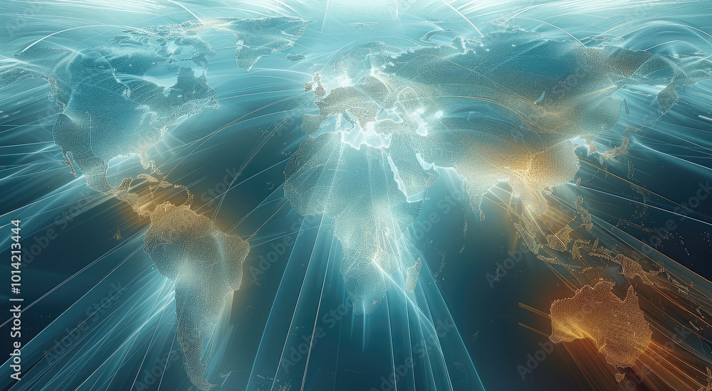 Poster global interconnectedness, a global network and connectivity on earth, the digital globe, cyber tech