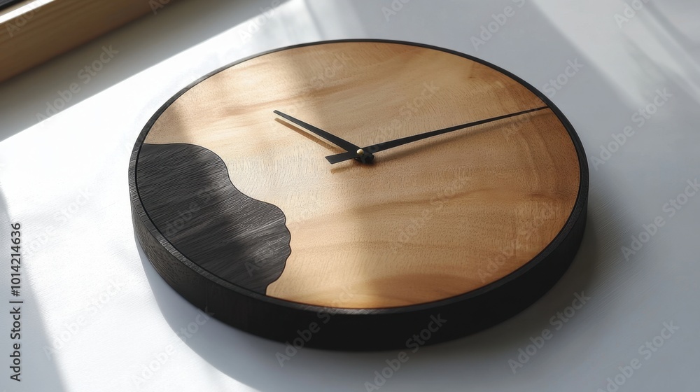 Poster minimalist clock with missing numbers, creating a mysterious and intriguing design that invites inte