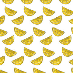 Lemon slices Seamless pattern in trendy soft yellow in simple Pop Art stile. Lemon Day or wrapping 