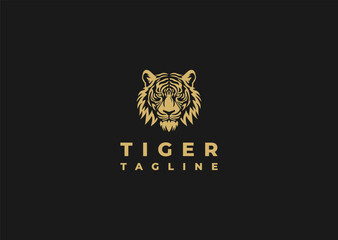 Vector illustration of Tiger Head Silhouette Logo Design