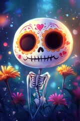 Fototapeta premium style fantasy anatomical photo of Calavera, floral, sugar skull,