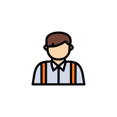 School boy avatar vector illustration. Male teenage student color icon.