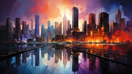Fototapeta premium Cityscape Reflection