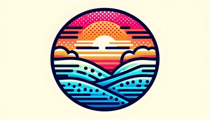 summer sky and ocean waves icon