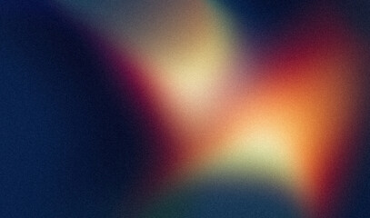 Abstract grainy gradient soft colors backdrop design. Smooth red orange blue color noisy texture effect, bright, shine, glow, hue banner and poster.