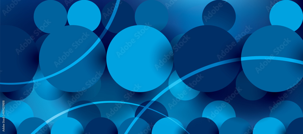 Aufkleber abstract blue geometric background. circle shapes pattern in vector graphic.