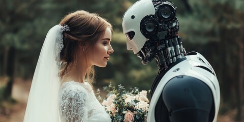 bride marrying robot groom