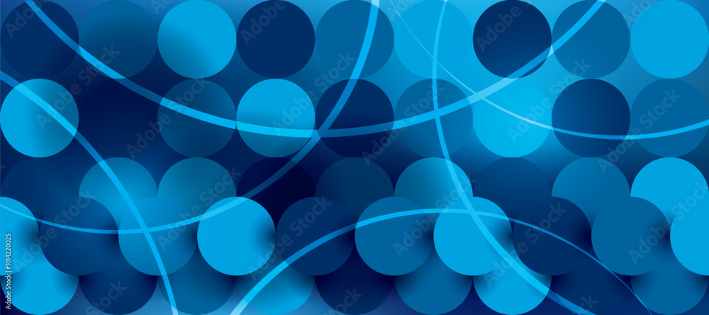 Poster abstract blue geometric background. circle shapes pattern in vector graphic.