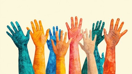 Fototapeta premium portrays a diverse group of volunteers joining hands in unity