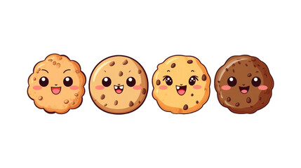Smiling cookies with different flavors are suitable for bakery marketing materials, food blog posts, social media graphics, and promotional materials. Generative AI