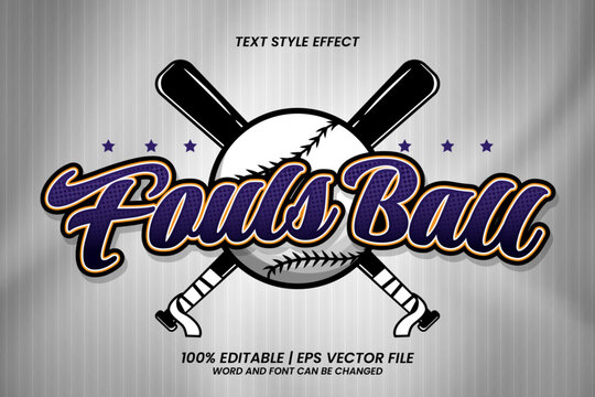 Fouls Ball Baseball Text Effect Editable