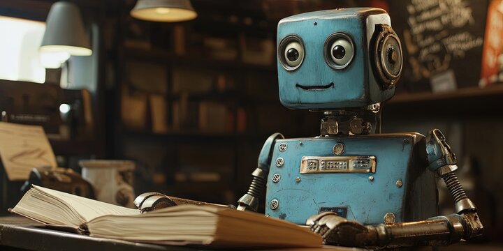 robot writer - AI writing and large language model concept